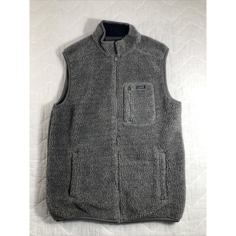 Chaps Sport Vest Men's Small Gray Fleece Full-Zip Jacket Golf Hiking Outdoor
